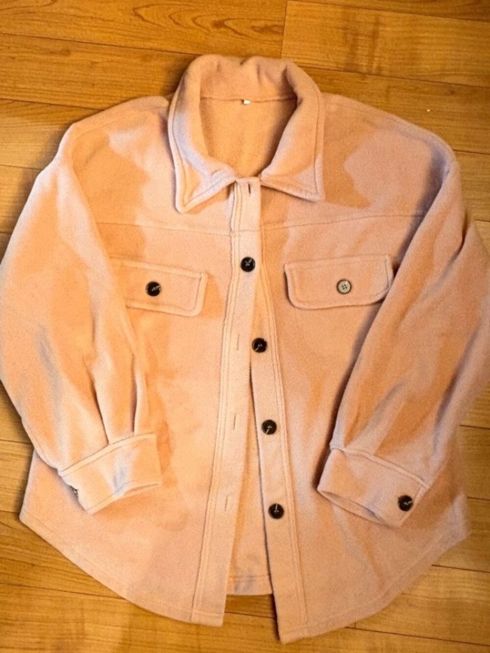 Peach Fleece Button-Down Shacket Jacket Size XL